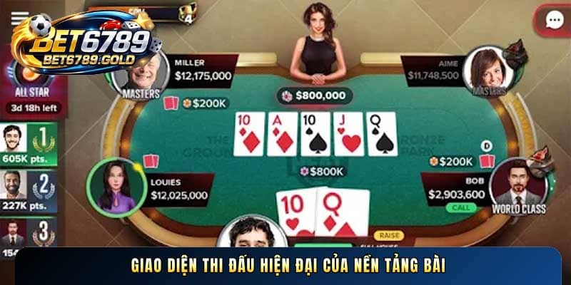 Giao diện thi đấu hiện đại của nền tảng bài